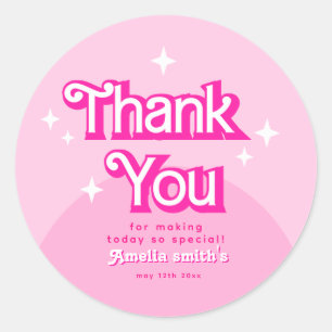 rosa retro moderne trendige Danke Runder Aufkleber