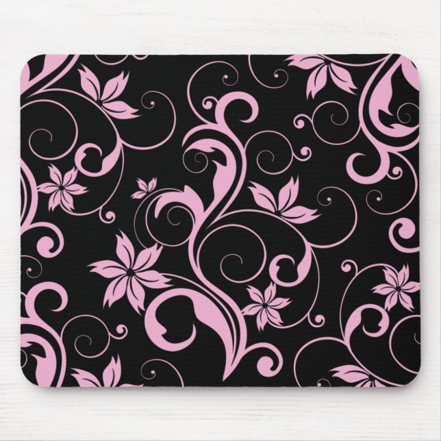 Rosa Retro modernes Blumenmuster elegantes Mousepad (Vorne)
