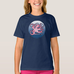 Rosa Retro-Oktopus-T-Shirt T-Shirt