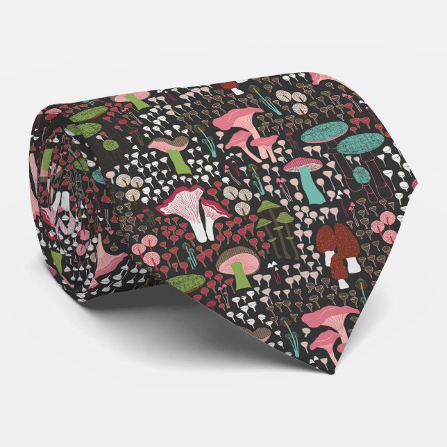 Rosa Retro-Pilz Krawatte (Gerollt)
