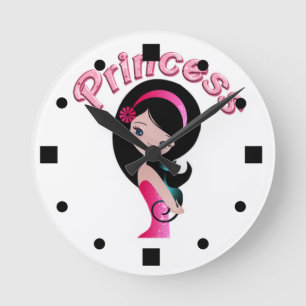 Rosa Retro Prinzessin Wanduhr
