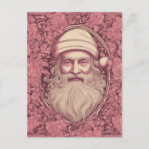 Rosa Retro Santa Postkarte