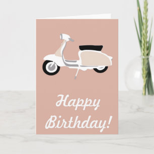 Rosa Retro Scooter Geburtskarte Karte