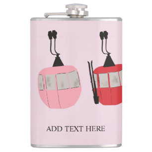 Rosa Retro Skilift Gondelbahn Skiverleih Flachmann