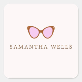 Rosa Retro-Sonnenbrille Personalisiert Quadratischer Aufkleber