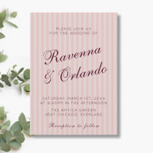 Rosa Retro-Streifen Burgunder-Wein-Hochzeit