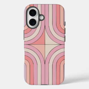 Rosa Retro-Streifen Telefongehäuse, Minimalistisch iPhone 16 Hülle