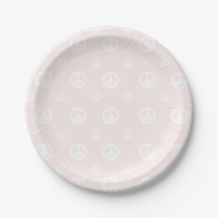 Rosa Retro Surf Hippie Peace Sign Birthday Pappteller