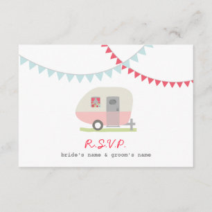 Rosa Retro Trailer & Bunting RSVP Karte