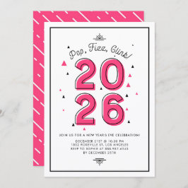 Rosa Retro Typografie 2017 Silvesterfest Party Einladung