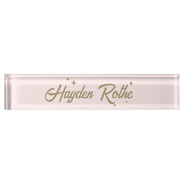 Rosa Retro Typografie Namensplakette (Vorderseite)