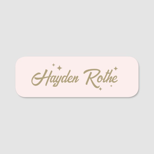 Rosa Retro Typografie Namensschild (Vorderseite)