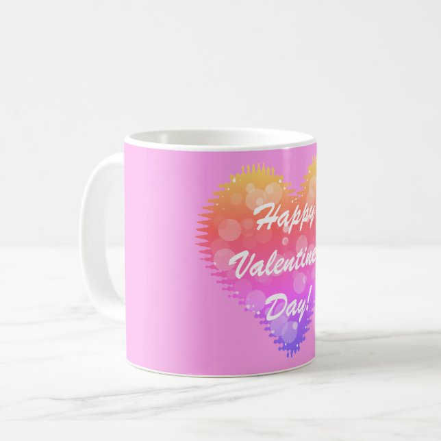 Rosa Retro Valentinstag Herz Kaffeetasse (Vorderseite Links)