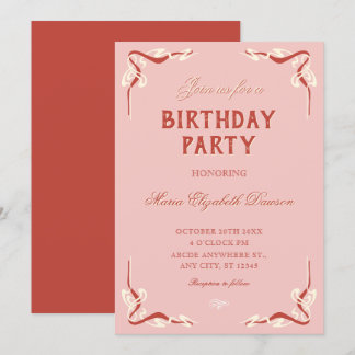 Rosa retro-vintage Geburtstag Einladung