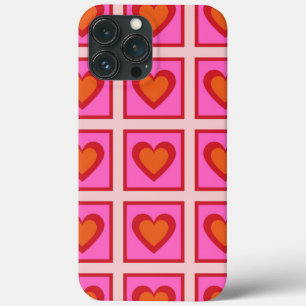 Rosa Retro-Vintage-Karo-Herz Y2K-Muster Case-Mate iPhone Hülle
