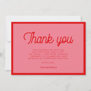 Rosa Retro-Vintage-Script-Baby-Party Dankeskarte