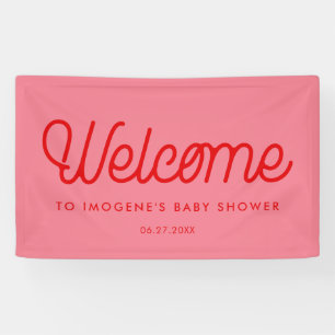 Rosa Retro-Vintage-Script Baby-Shower-Willkommen Banner