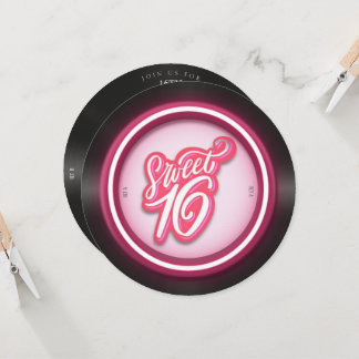 Rosa Retro Vinyl Rekord süß 16 Geburtstag Einladung