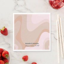 Rosa Retro Wave Monogram Wedding Napkins