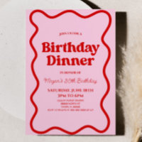 Rosa Retro Wavy Border Birthday Dinner Party