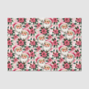 Rosa Retro Weihnachtsmann Weihnachten Floral Karie Seidenpapier