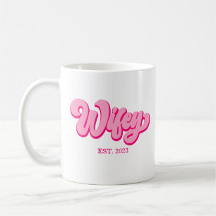 Rosa Retro Wifey Est. Jahr Bride Fiancé Kaffeetasse