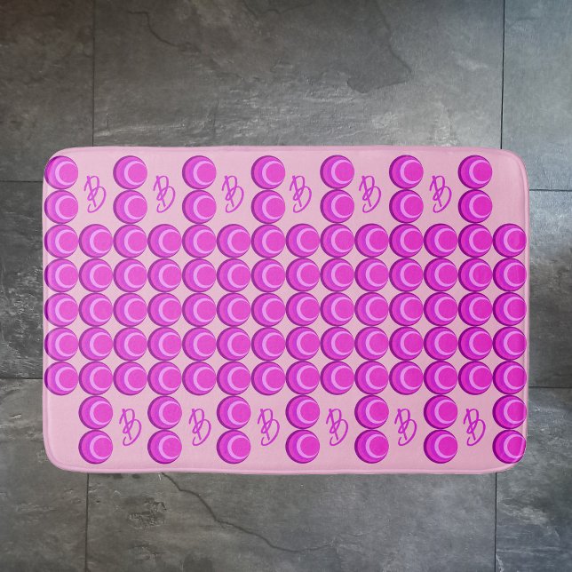 Rosa Retromuster im trendigen Stil mit Monogramm Badematte (Von Creator hochgeladen)