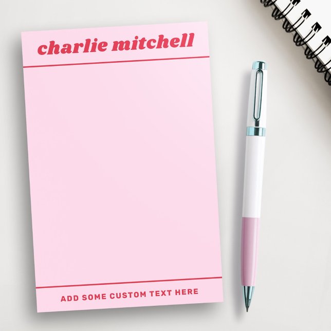 Rosa Retroname Post-it Klebezettel (Pink red retro name post-it notes)