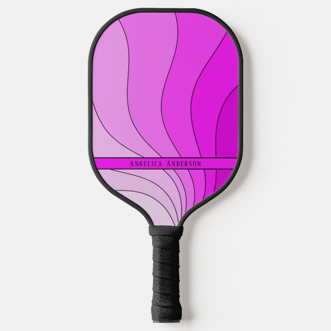 Rosa Retrowellen Pickleball Schläger (Vorderseite)