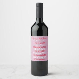 Rosa Rezept für Liebeszutaten Valentinstag Weinetikett