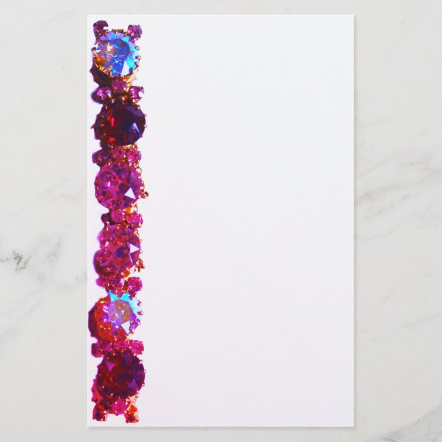 Rosa Rhinestones - Vintager Schmuck Briefpapier (Vorderseite)