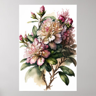 Rosa Rhododendron Blume Art Print Poster