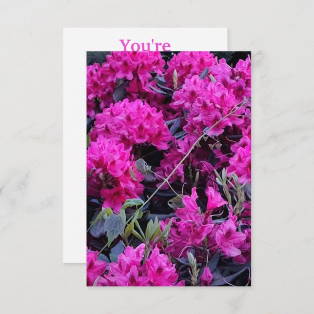 Rosa Rhododendron-Blume Einladung (Vorne/Hinten)