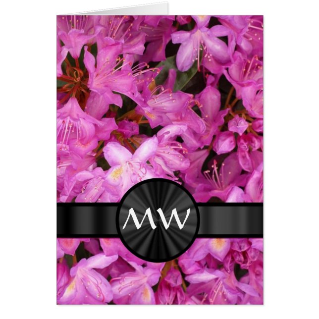 Rosa Rhododendron Blume Monogramm (Vorne)