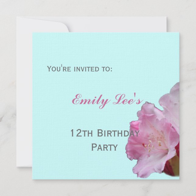 Rosa Rhododendron Blume Party Einladung (Vorderseite)