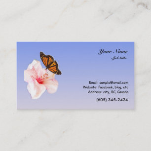 Rosa Rhododendron Blume und Schmetterling Visitenkarte