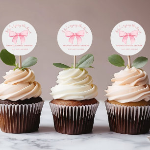 Rosa Ribbon Blush-Brautparty Runder Aufkleber