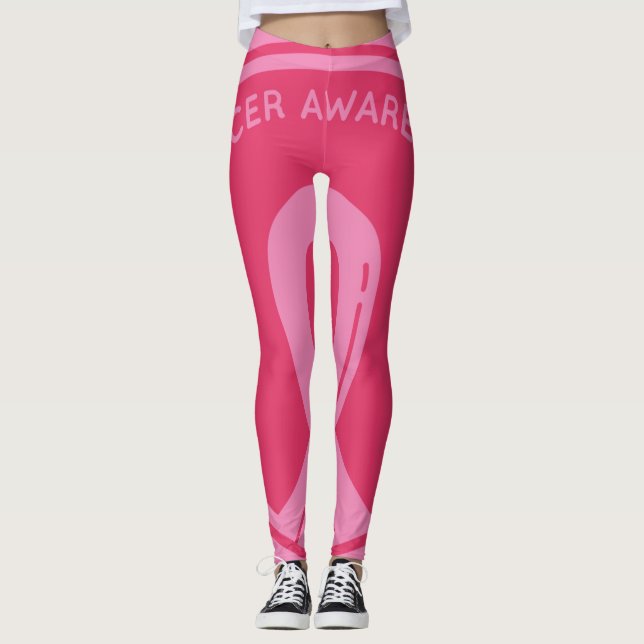 Rosa Ribbon Brustkrebs Bewusstsein Leggings (Vorderseite)