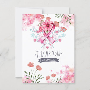Rosa Ribbon Brustkrebs Bewusstsein mit Blume Postkarte