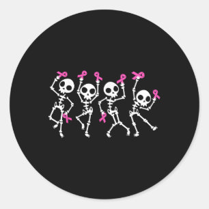Rosa Ribbon Brustkrebs Bewusstsein Skelett Runder Aufkleber