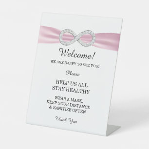 Rosa Ribbon Diamant Unendlichkeit Hochzeitssicherh Sockelschild