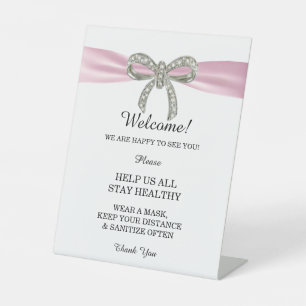 Rosa Ribbon Diamantbow Hochzeitssicherheit Sockelschild