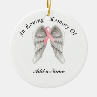 Rosa Ribbon Engel Wings Memory X-Mas Ornament