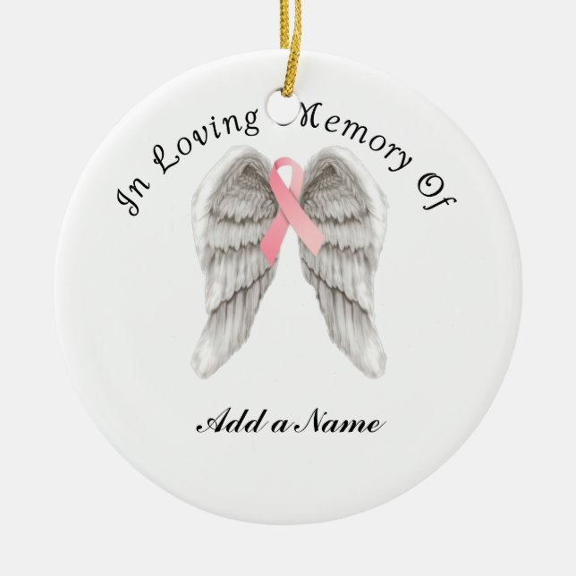Rosa Ribbon Engel Wings Memory X-Mas Ornament (Vorne)