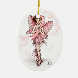 Rosa Ribbon Fairy Keramikornament