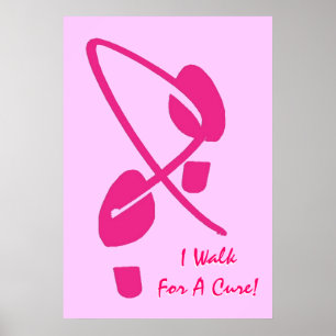 Rosa Ribbon Fußspuren zu Fuß für eine Heilung I Poster