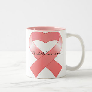 Rosa Ribbon Herz-Tasse Zweifarbige Tasse