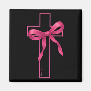 Rosa Ribbon Kreuz Brustkrebs Bewusstsein Christia Magnet