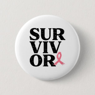 Rosa Ribbon Krieger Brustkrebs Bewusstsein Frauen Button