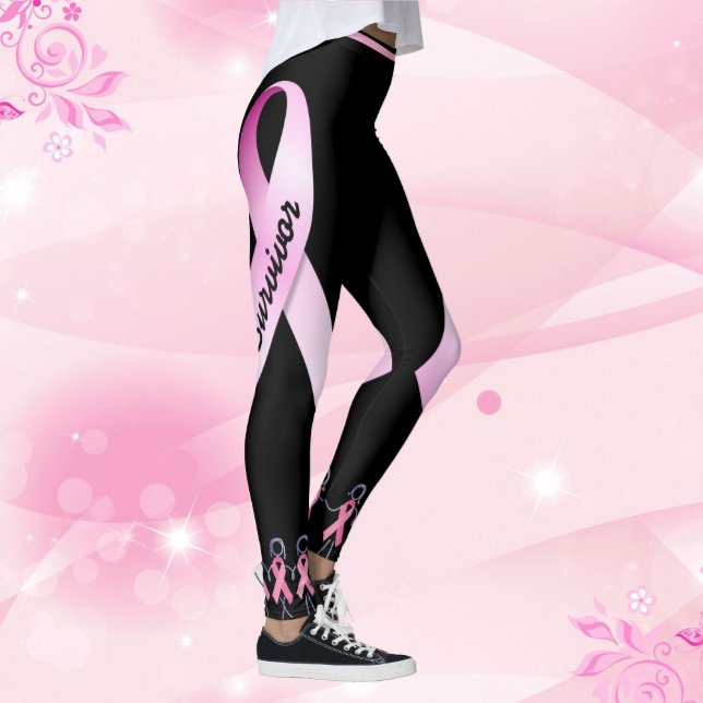 Rosa Ribbon Ladys personalisieren schwarze Legging Leggings (Von Creator hochgeladen)